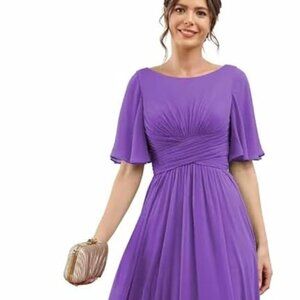 NEW Purple Long Chiffon Lined Prom or Bridesmaid Dress